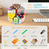 Large Acrylic Pen Holder for Desk, 6 Slots 360-Degree Rotating Marker Organizer for Kids, Caddy Art Supply
