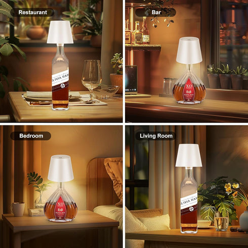 2 Pack 2025 3 Dimming Wine Bottle Lamps, New Color Rechargeable Wireless Bottle Lamps, Bottle Lamp Kit for Liquor