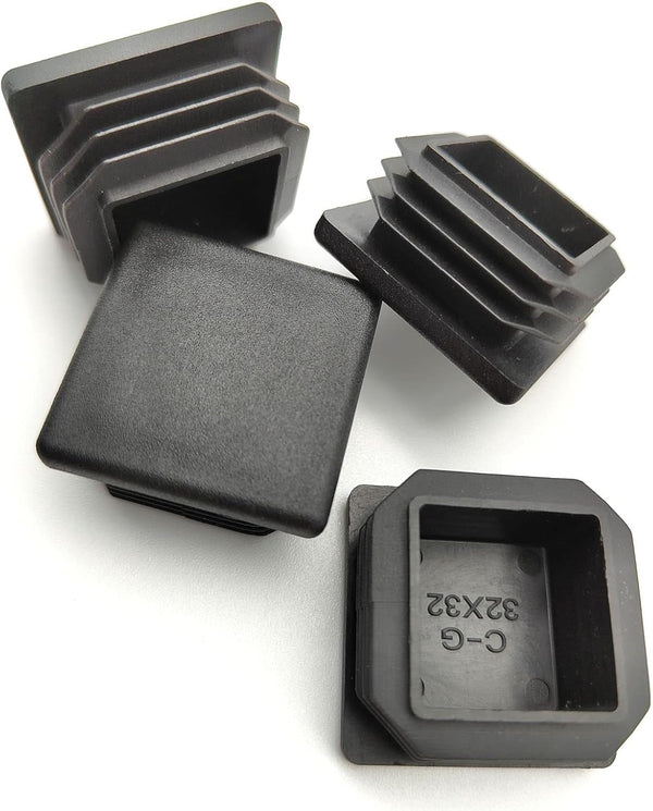 8 Pack 1 1/4 Inch Square Black Plastic Plug - Tubing End Cap, Glide Insert Furniture Finishing Plug for Square Metal