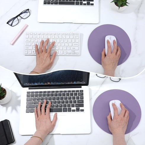 Shimmeroo 8.7inch Small Mouse Pad for Laptop, Round Portable Mouse Pad - Non Slip Purple Mousepads for Office