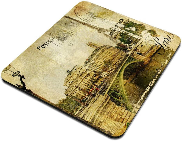 Decorative Mouse Pad, Vintage Postcard Paris Eiffel Tower Art Print, 9.5 x 7.9 Inch (240mmX200mmX3mm)