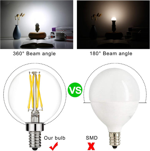 Dimmable e12 Bulb g16.5 Bulbs g16 Bulbs 4W=40W Bulb 5000K 400lm ac120v g50 Bulbs Bulbs 6Pack LiteHistory led led Light