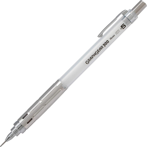 Pentel GraphGear 300 Mechanical Pencil, Box of 12 Pencils, 0.5mm, White