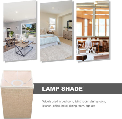 E27 Bulb Amosfun Square Fabric Lampshade Replacement Linen Lamp Cover for Bedside Table Lamp Floor Lamp Shade, Suitable