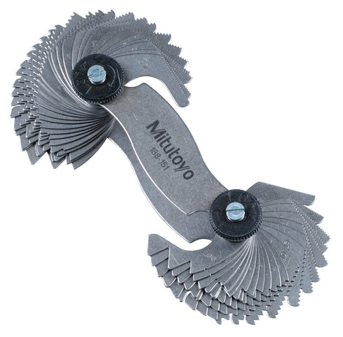 Mitutoyo 188-151 Screw Pitch Gage, 4 - 42 TPI and 0.4 - 7mm, 51 Leaves, Inch/Metric