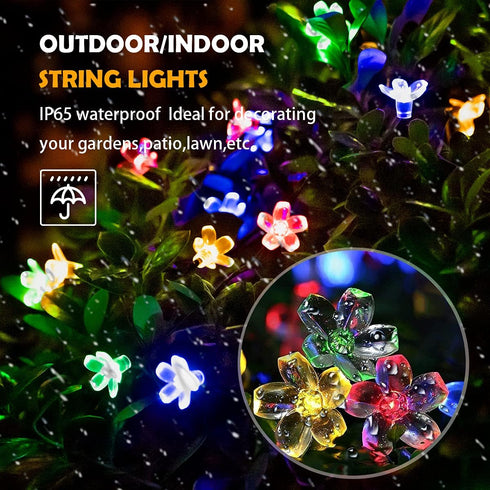 50 ITICdecor Solar Flower String Lights Outdoor Waterproof LED Solar Powered Fairy Lights for Garden, Fence, Patio