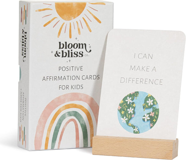 BLOOM AND BLISS CO. Positive Affirmation Cards for Kids and Grandkids - 50 Inspirational Cards with