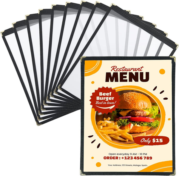 FLK Tech FLKQC 10 Pack 1 Page Menu Covers, 2 View 8.5 x 11