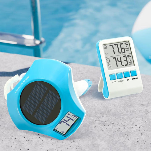 Circrane IPX8 150 Bath/Swimming Solar Pool Thermometer, Wireless Floating Digital Thermometer, Water Proof, Solar