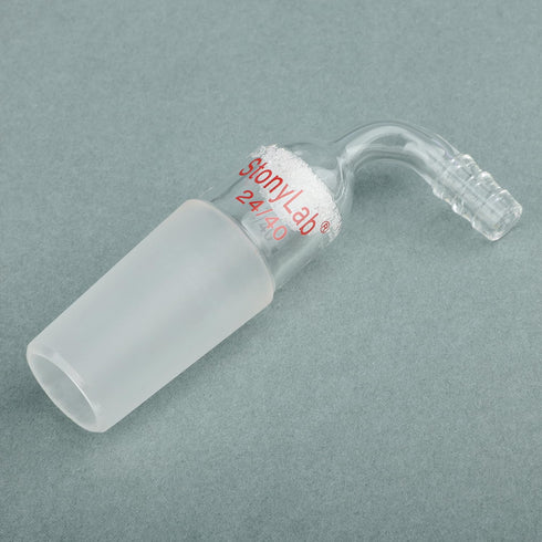 stonylab Bent Glass Vacuum Adapter, Borosilicate Glass with G1 Sintered Disc, 24/40 Joint, 10 mm Hose Connection