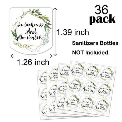 EKSPLODI Set 36. Wedding Favor Labels, In Sickness and In Health Mini Hand Sanitizer Labels, Wedding Favors for Guests