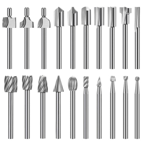 Wood Carving Bits Engraving Router Bit, 20pcs HSS Rotary Burr Set for DIY Woodworking & Carving