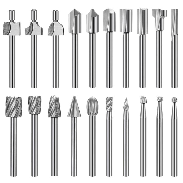Wood Carving Bits Engraving Router Bit, 20pcs HSS Rotary Burr Set for DIY Woodworking & Carving