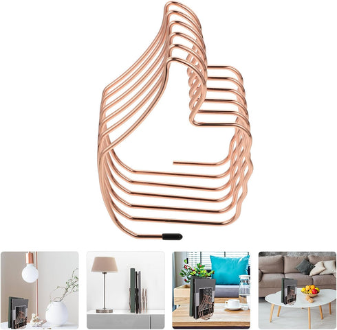 Totority Adjustable Rose Gold Metal Bookend Desk Book Storage Organizer with Expandable Thumb Shape for Desktop Office