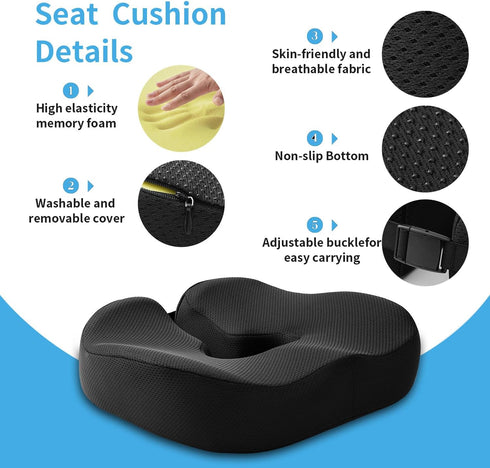 LSMColda Tailbone Extra-Dense Seat Cushions for Office Chairs, Orthopedic Seat Cushion for Desk Chair, Car, Wheelchair