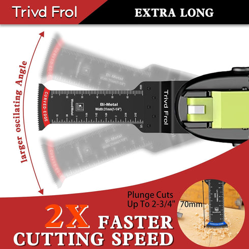 10PCS Extra Long Oscillating Saw Blades: Curved Edge Bi-Metal and Japanese Teeth for Precise Cuts
