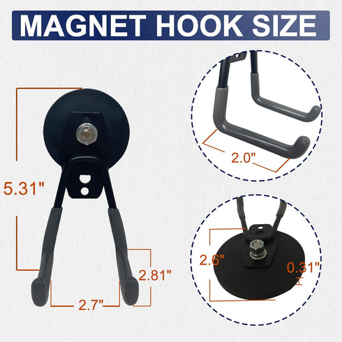 TSUYA Strong Magnetic Hooks, 22Lbs Heavy Duty Utility Hooks for Garage Organization and Hanging Tools