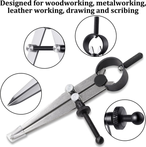 Aienxn Adjustable Edge Creaser Wing Divider, DIY Leather Divider, 4inch Compass Drawing Tool for Woodworking