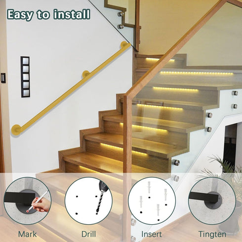 PAUANI Corridor(1ft/30cm) Metal Stair Railing Kit - Wall Mount Handrail - Handrail Railings for Stairs Indoor