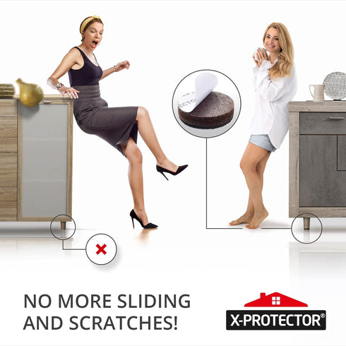 X-PROTECTOR Non Slip Furniture Pads, 8 pcs Premium Grippers, Self-Adhesive Rubber Feet