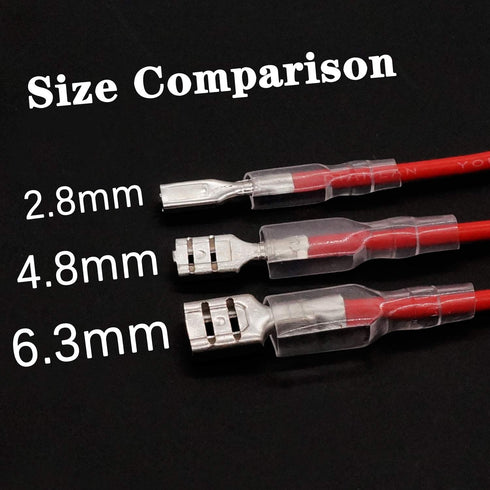 Twidec 20Pcs Female Spade Crimp Terminal, 2.8mm and 4.8mm with Insulating Sleeve and Wire Red + Black Assortment Kit