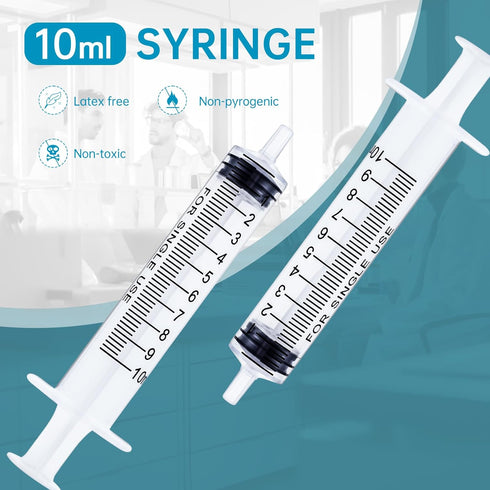 40 Pack 10ml Plastic Syringe for Scientific Labs, Dispensing, Measuring, Watering, Refilling, Multiple Uses