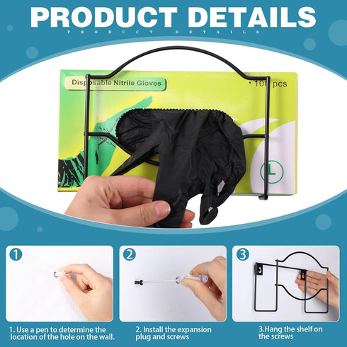 2 Pcs Glove Box Dispenser - Metal Wall Mount Holder for Disposable Glove Box, Rubber Gloves, Facial Tissue