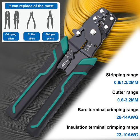 smseace Electrical Crimping Tool, Wire Crimper, Stripper and Cutter for Insulated/Bare/Heat Shrink Connectors