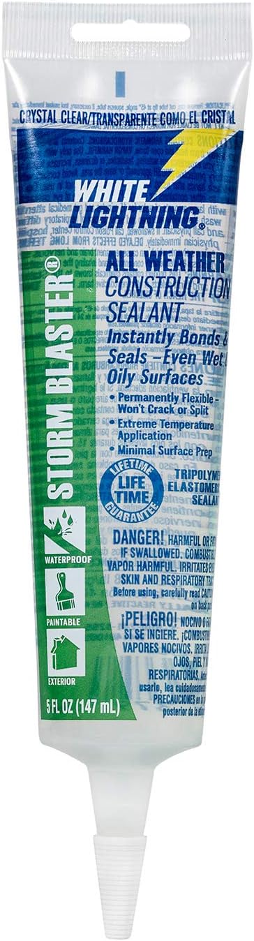 White Lightning W41401005 Storm Blaster All Weather Construction Sealant, Crystal Clear, 5 fl. oz. by White Lightning