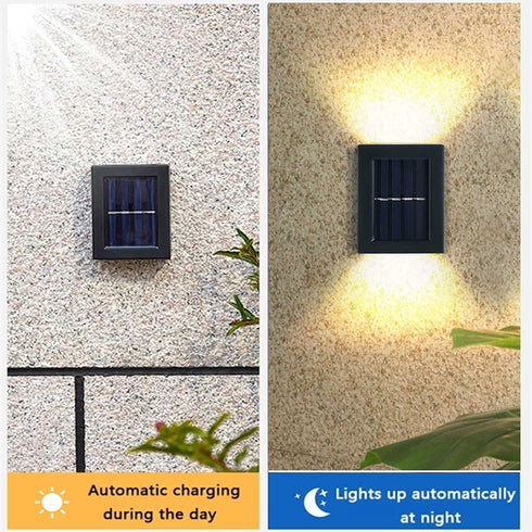 cakuuma 2 IP65 LED Solar Wall Light UP and Down Illuminate Outdoor Sunlight Sensor Lamp Waterproof Modern Nordic Style