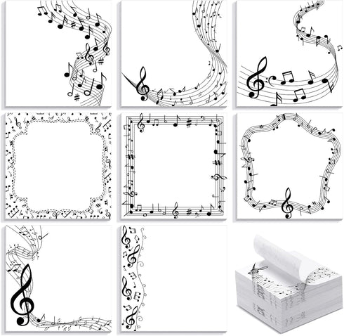 TaoBary 32 Pack 3 x 3 Inch Music Themed Sticky Notes, Funny Gift for Music Teacher Appreciation, Message Reminder Pads