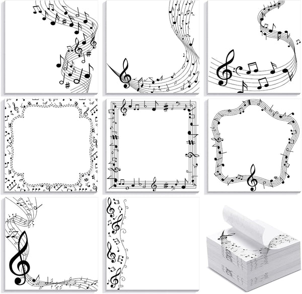 TaoBary 32 Pack 3 x 3 Inch Music Themed Sticky Notes, Funny Gift for Music Teacher Appreciation, Message Reminder Pads