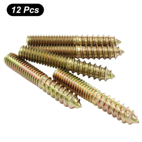 12 Pcs 5/16-18 x 3 Inch Hanger Bolts, Self-Tapping Double Headed Bolts for Wood Joint Furniture Accessories