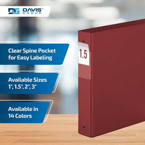 Premium Economy 1.5-Inch Binders, 3-Ring Colored Binder Notebooks, Pack of 6 for School, Office, Home, Burgundy