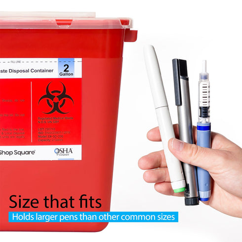 Sharps Container 2 Gallon (3-Pack), Needle Disposal Containers, Professional Grade Biohazard Sharps Bin
