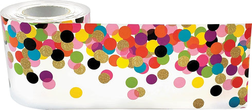 Teacher Created Resources Confetti Straight Rolled Border Trim, 50ft for Bulletin Boards, Walls, Classrooms, Offices