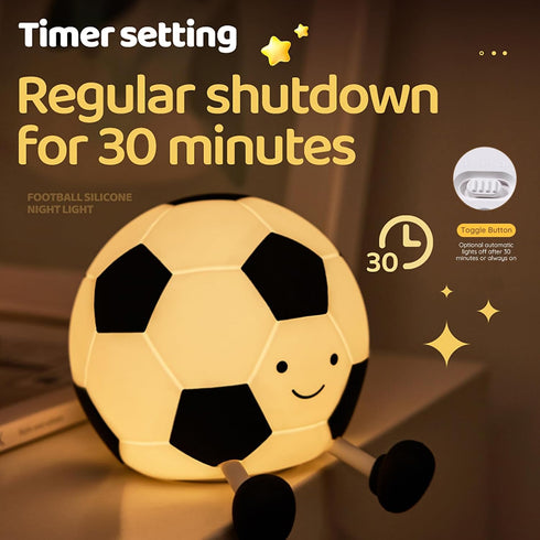 AGEK 3 Dimmable Soccer Night Light for Kids, Cartoon Soccer Lamp Silicone Baby Nursery Night Light with Level