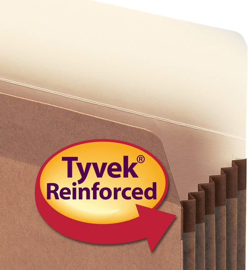 Smead 100% Recycled File Pocket, Straight-Cut Tab, Letter Size, 5-1/4" Expansion, Redrope, 10 per Box (73206)