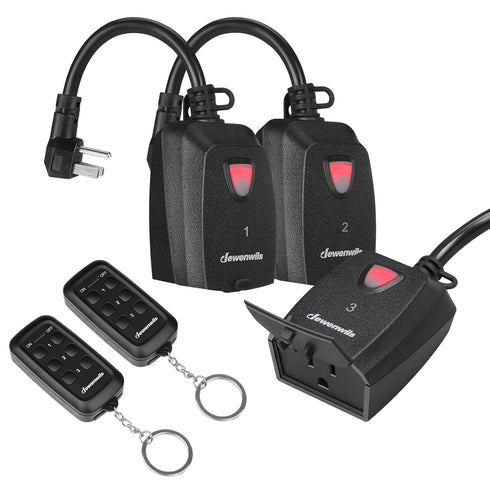 DEWENWILS Outdoor Indoor Wireless Remote Control Outlet with 2 Remotes, 3-Prong Remote