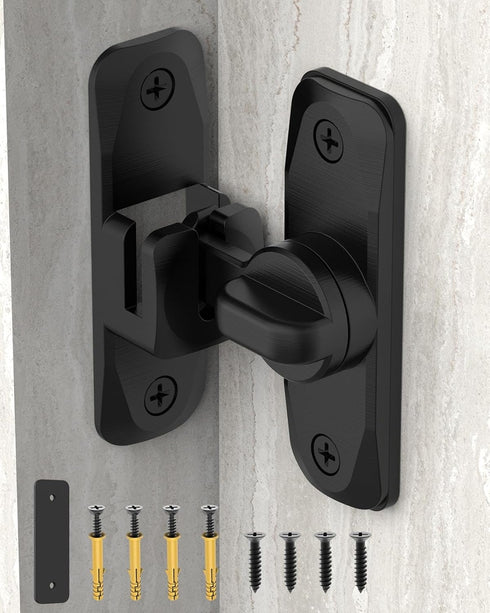 90/180 Degree Barn Door Lock, Small Flip Gate Latches Hardware, Sliding Door Latch Lock for Cabinets, Black