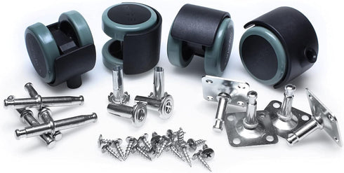 Slipstick CB681 Rubber Caster Wheels, 2 Inch Floor Protector, Set of 4, Black/Gray Green