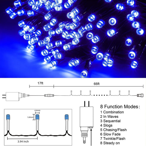 66ft 200 8 HOME LIGHTING Christmas Decorative Mini Lights, LED Green Wire Fairy Starry String Lights Plug in, Lighting