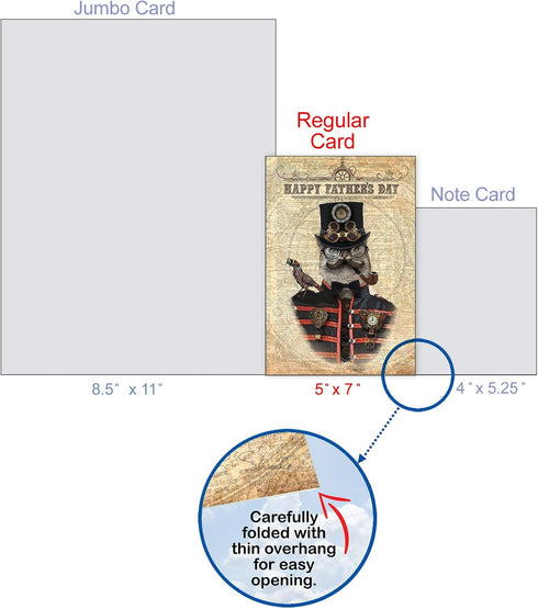 NobleWorks Funny Father's Day Card for Dad, Pa, Pop, Daddy, Stepfather, Humor Notecard with Envelope, Steampunk Cat