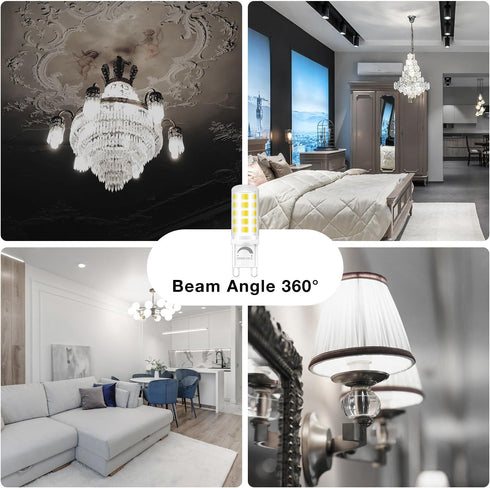 12 Pack Dimmable G9 Bulb 4W (40 6000K G9 Bulb T4 G9 Bulbs Chandelier,120V 450LM 360 G9 Bulb DAYBEETER LED Watt