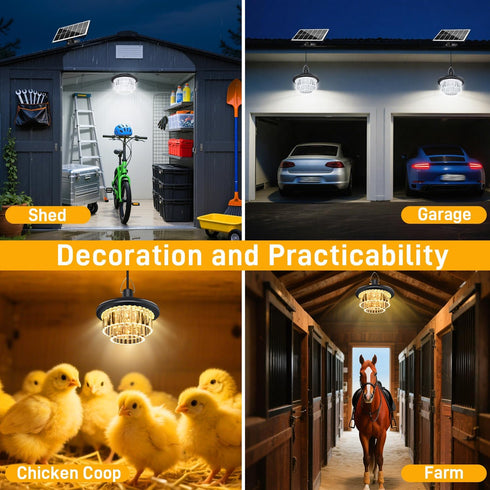 HOMEAN 222 800LM, 3 Solar Shed Light Otudoor - Solar Pendant Light Indoor Outdoor with LED Modes Motion Sensor