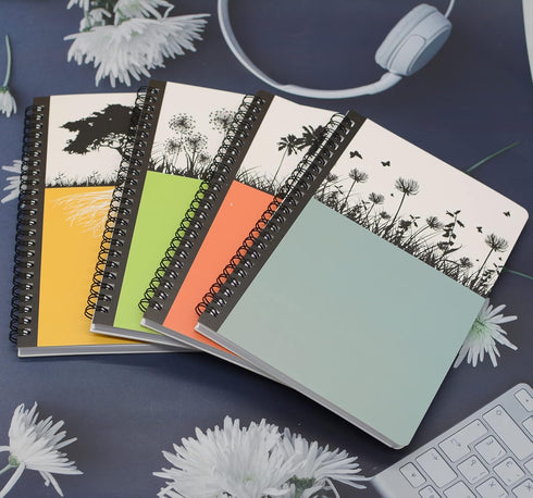 Yansanido Spiral Notebook, 4 Pcs A5 Thick Tree Design Hardcover 8mm Ruled 4 Color 80 Sheets -160 Pages Journals for Study and Notes (Tree) by Yansanido