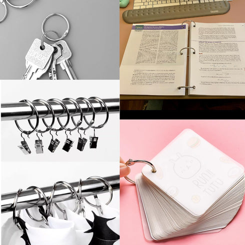 FavorFishFans (1.0In/30PCS) Metallic Loose Leaf Binder Rings, Nickel Plated, for Flash Cards Rings, Office Book Rings