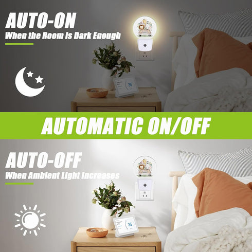 0.5W Safari Animals Night Light,Cute Lion Elephant and Giraffe Night Lights Plug into Wall for Kitchens Toilets Bedroom