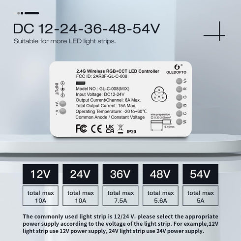 GLEDOPTO 3.0 Dimmable ZigBee LED Strip Controller RGB+CCT Mix Compatible with SmartThings Amazon Echo Plus App/Voice