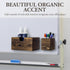 MyGift Magnetic Storage Trays, Rustic Burnt Solid Wood Office Supplies Baskets with Mail Sorter and Pen Holder, 3 Piece